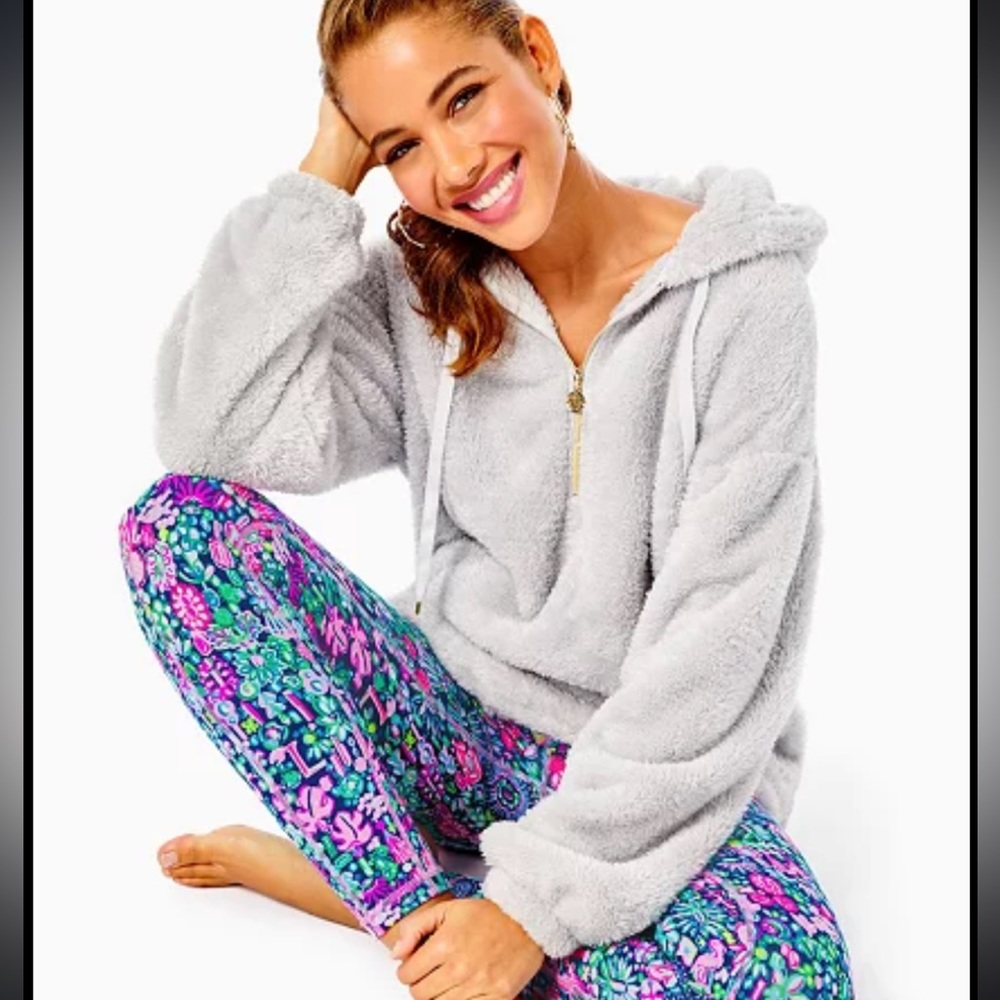 Lilly Pulitzer gray Sherpa hoodie
